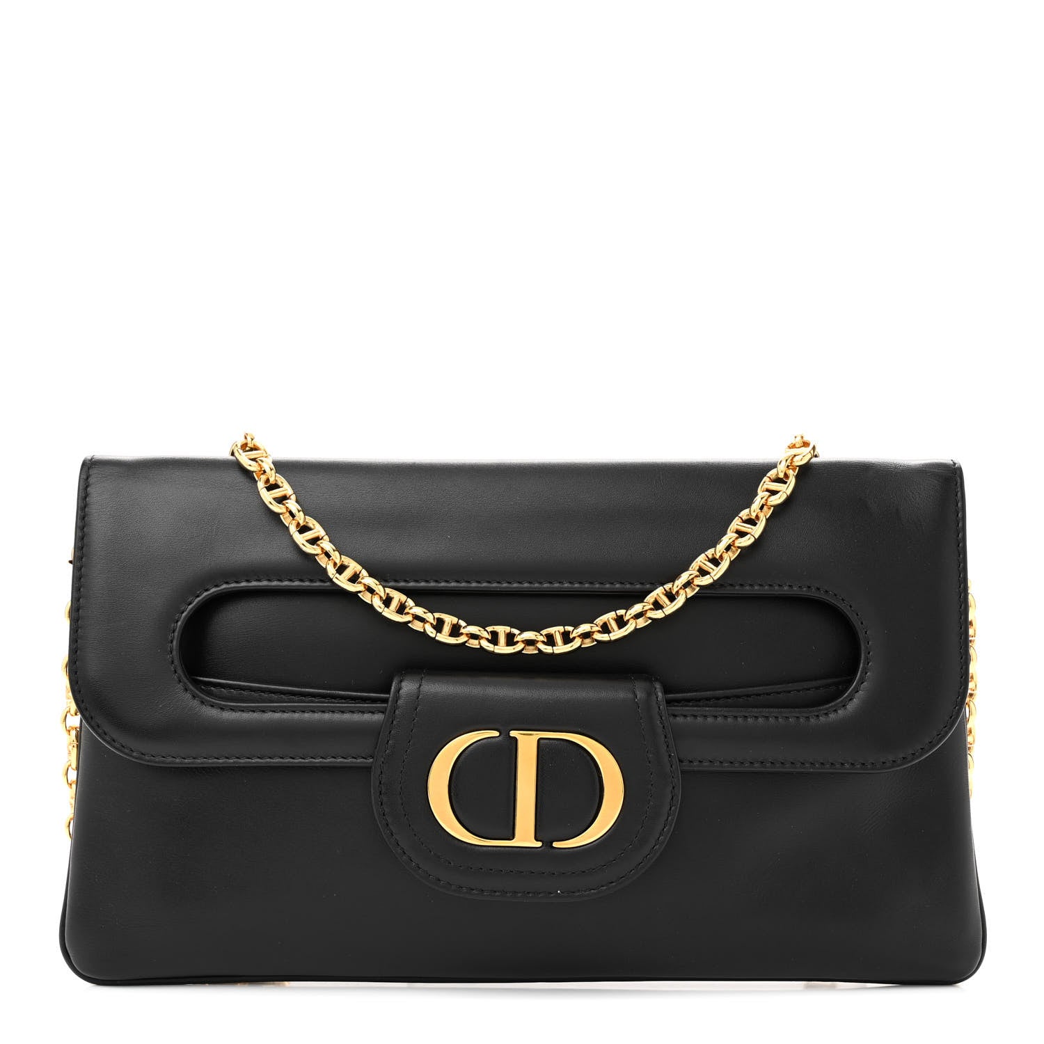Christian Dior Smooth Calfskin Medium Diordouble Chain Bag Black 1 of 12