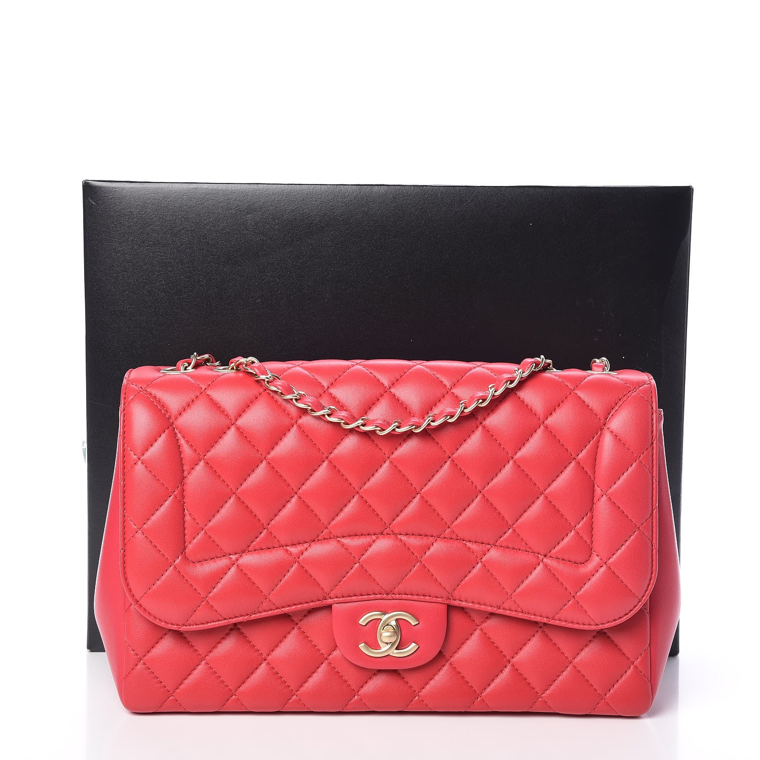 Chanel Lambskin Quilted Jumbo Mademoiselle Chic Flap Red 10 of 10