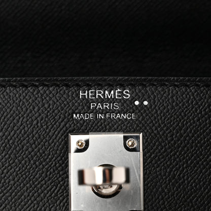 Hermes Madame Calfskin Shiny Niloticus Crocodile Kelly Sellier Touch 25 Black 6 of 11