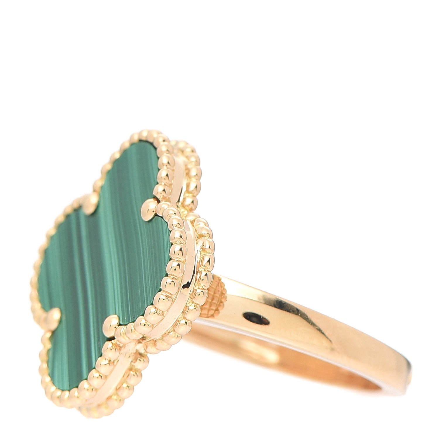 Van Cleef & Arpels 18K Yellow Gold Malachite Magic Alhambra Ring 54 7 3 of 7