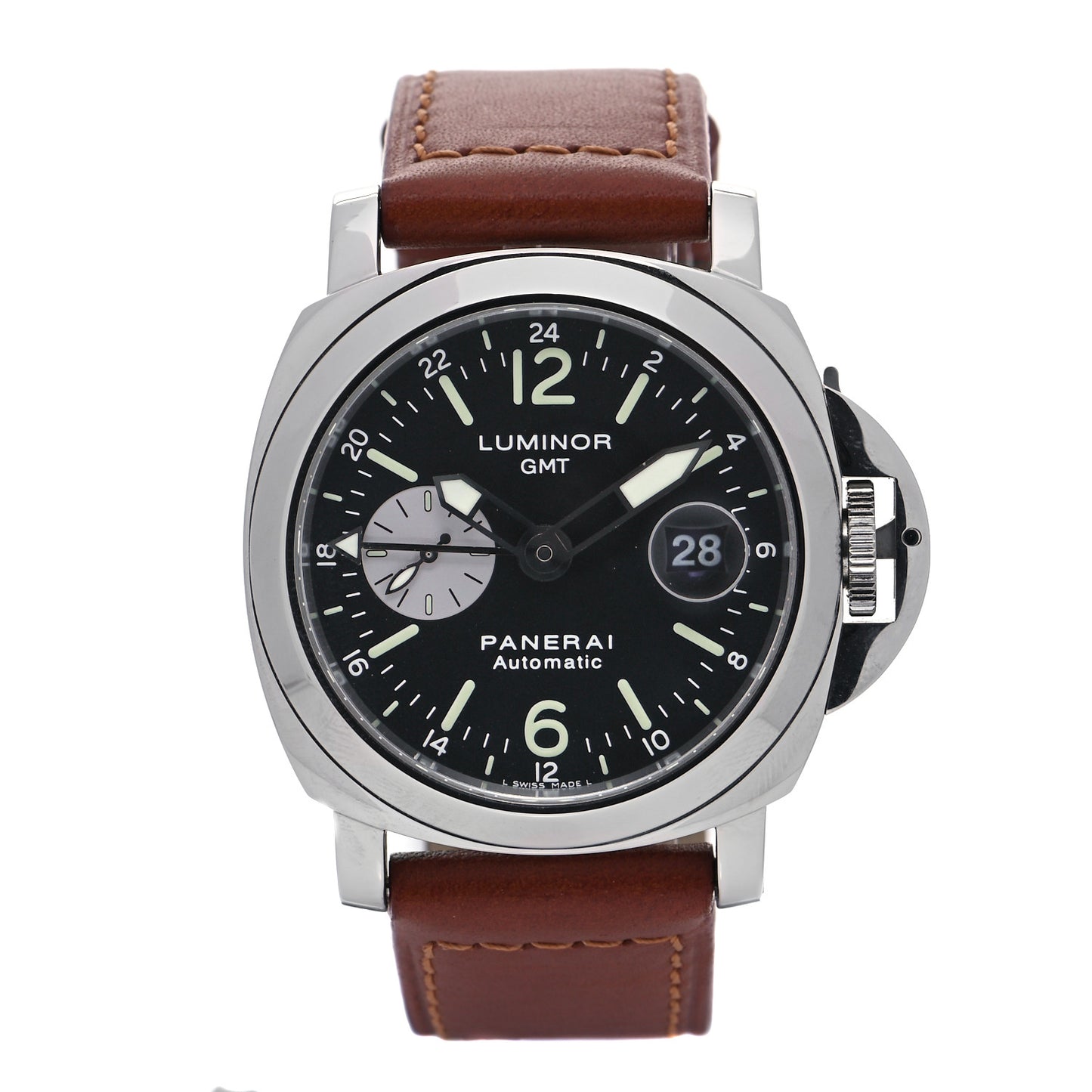 Stainless Steel Calfskin 44mm Luminor GMT Automatic Watch Black PAM00088