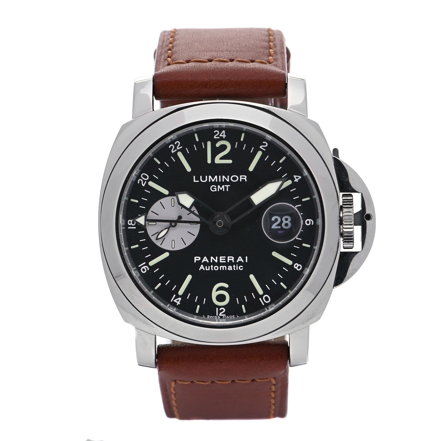 Panerai Stainless Steel Calfskin 44mm Luminor GMT Automatic Watch Black PAM00088 1 of 5