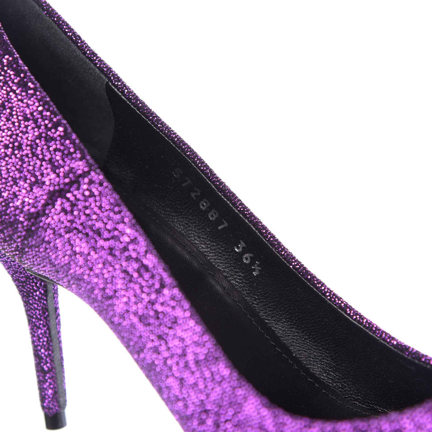 Shiny Fabric Square Knife 80mm Pumps 36.5 Purple