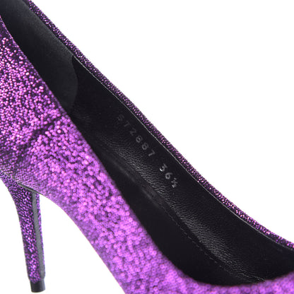 Balenciaga Shiny Fabric Square Knife 80mm Pumps 36.5 Purple 10 of 11