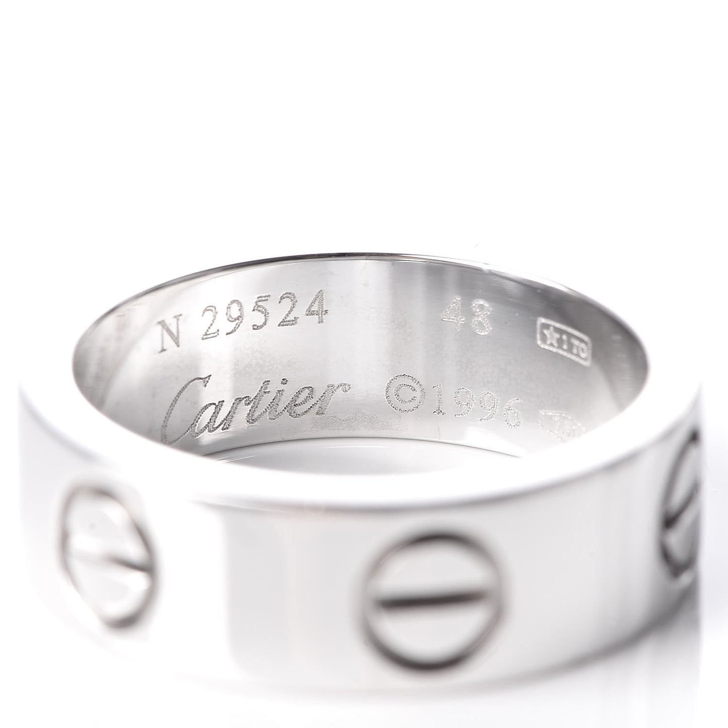 18K White Gold 5.5mm LOVE Ring 48 4.5