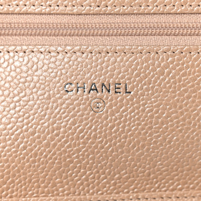 Chanel Pearly Caviar Quilted Wallet On Chain WOC Dark Beige 8 of 9