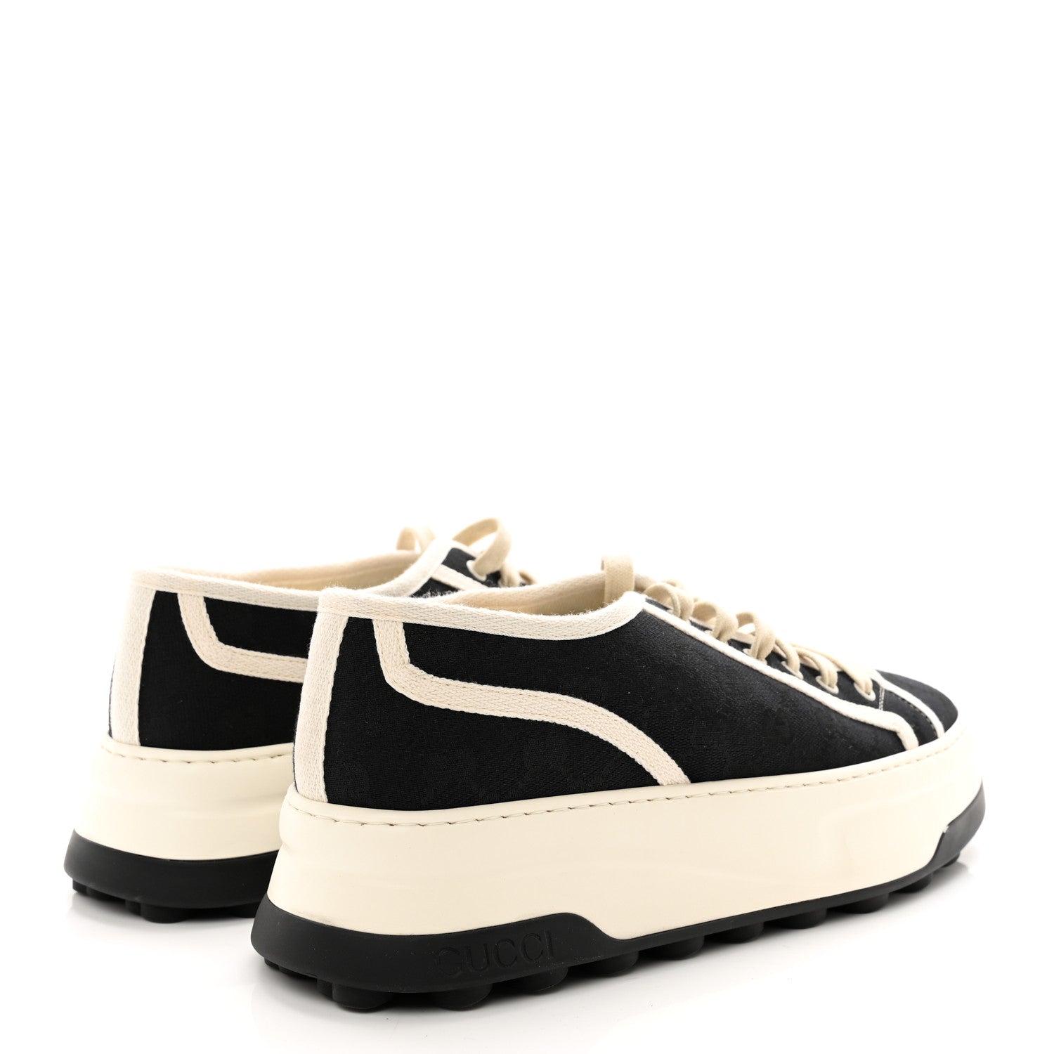 Gucci GG Monogram Mens 1977 Tennis Platform 52mm Sneakers 9 Black Mystic White 4 of 13