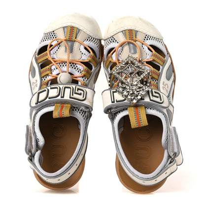 Gucci Mesh Fabric Tinsel Sport Sandals 36 White Silver 2 of 13