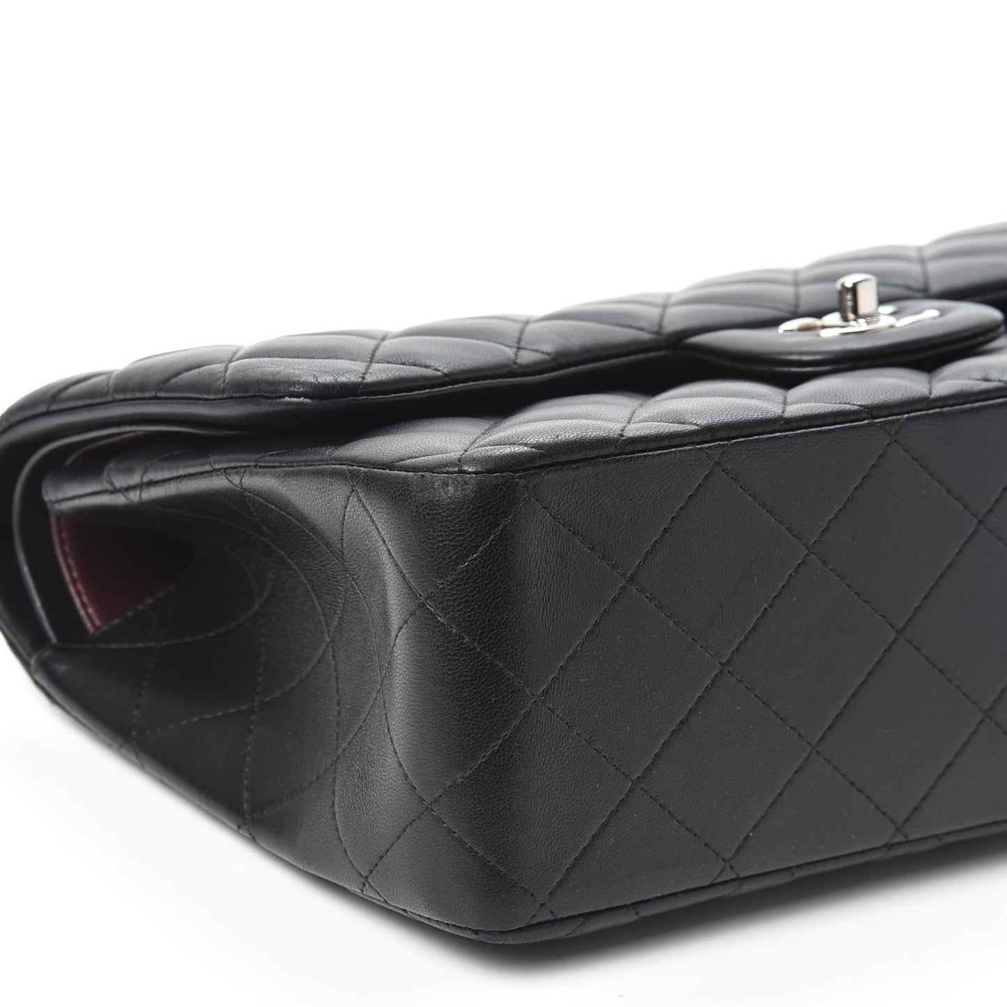 Lambskin Quilted Jumbo Double Flap Black