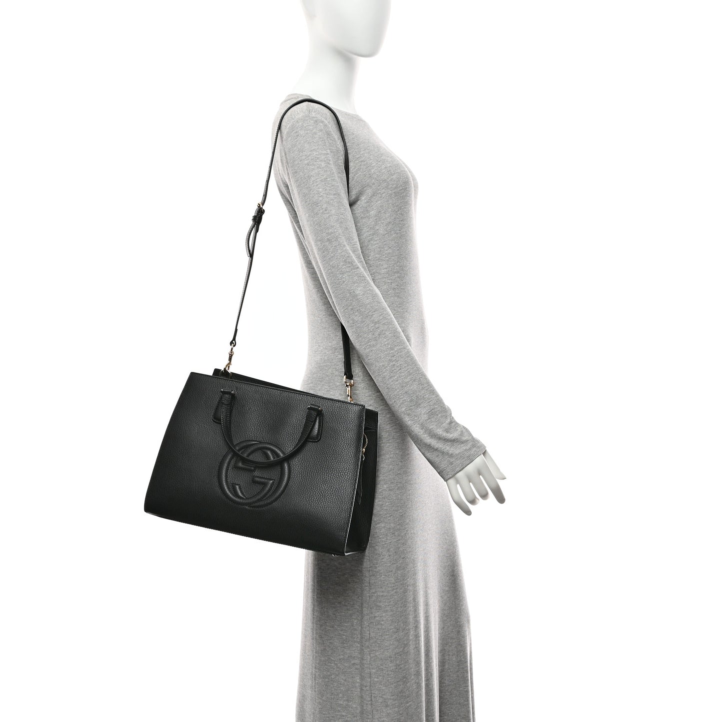 Dollar Calfskin Large Soho Top Handle Satchel Black