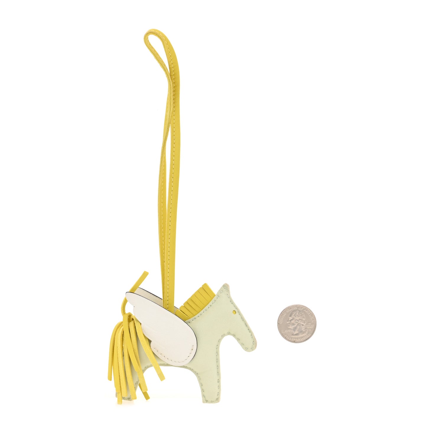 Milo Lambskin Grigri Rodeo Pegase Horse Bag Charm PM Vert Fizz Lime White