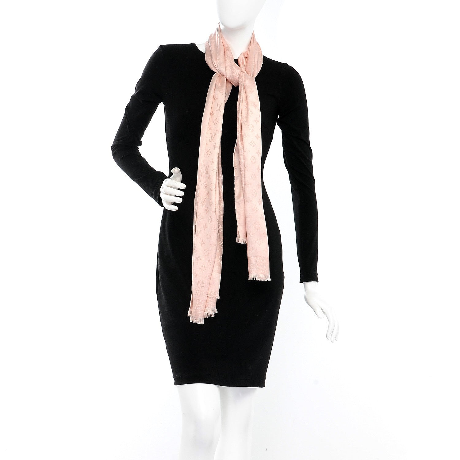 Louis Vuitton Silk Monogram Shimmer Stole Rose Poudre 2 of 5