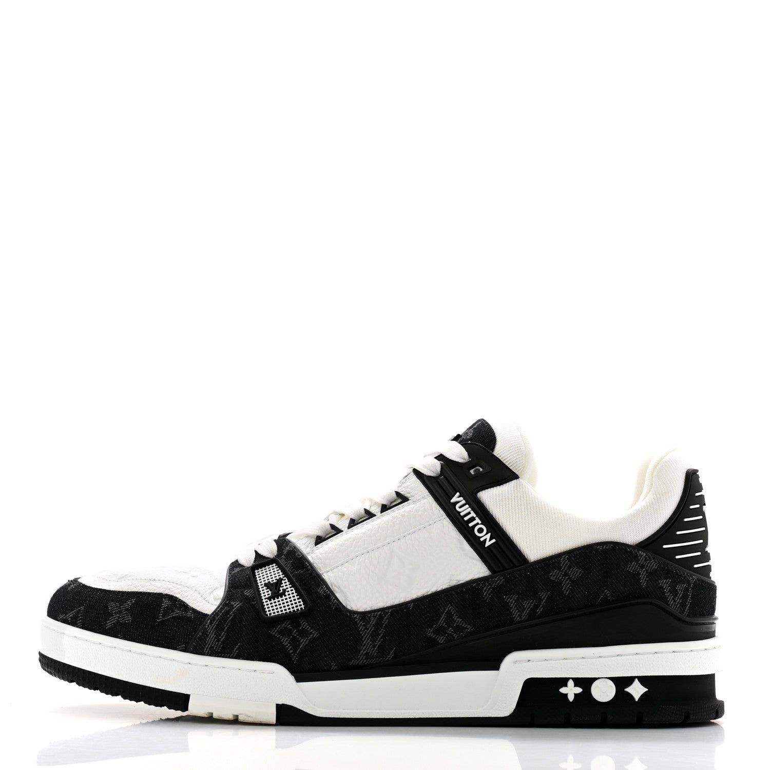 Louis Vuitton Calfskin Monogram Denim Mens LV Trainer Sneakers 11.5 Black 1 of 9