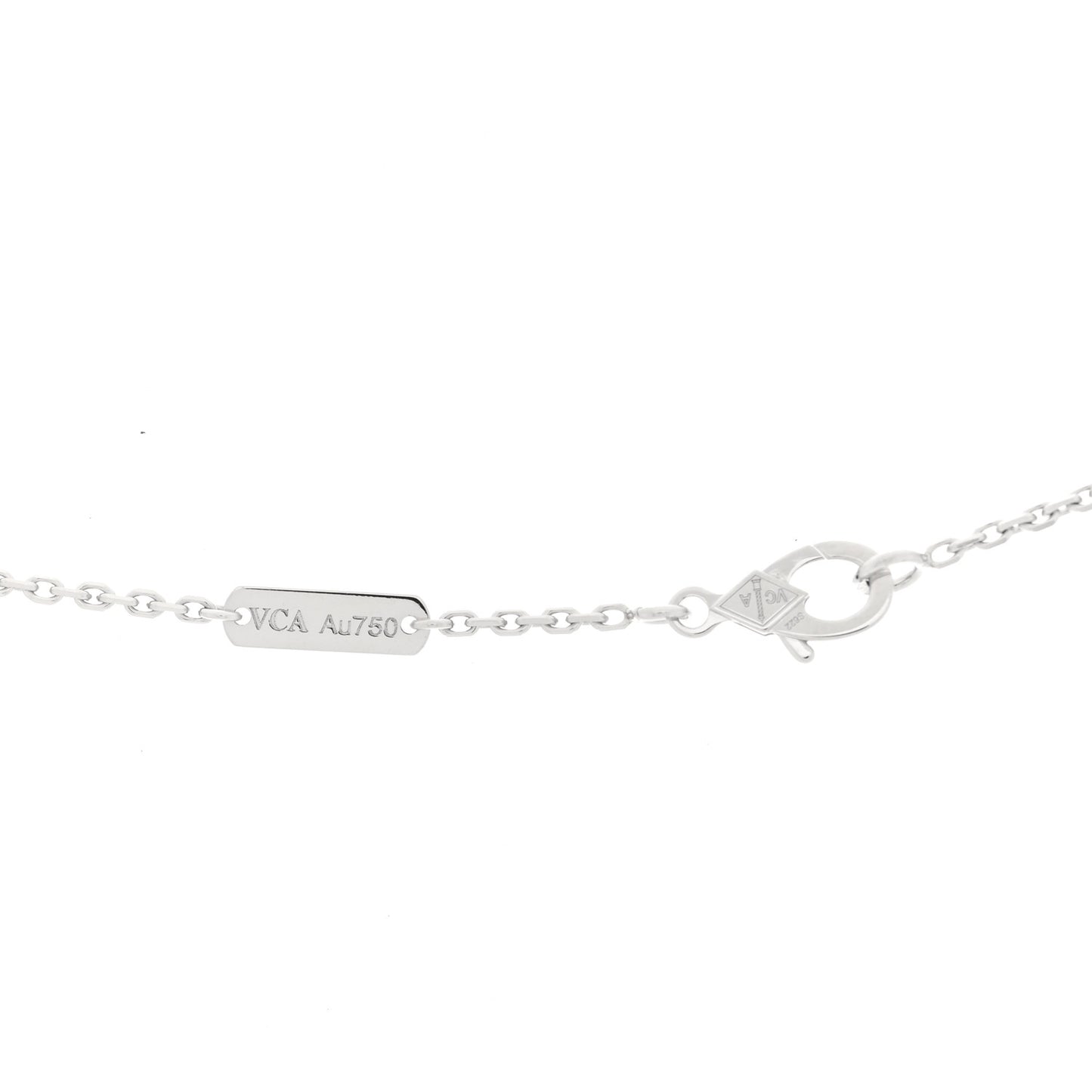 18k White Gold Chalcedony Vintage Alhambra Pendant Necklace