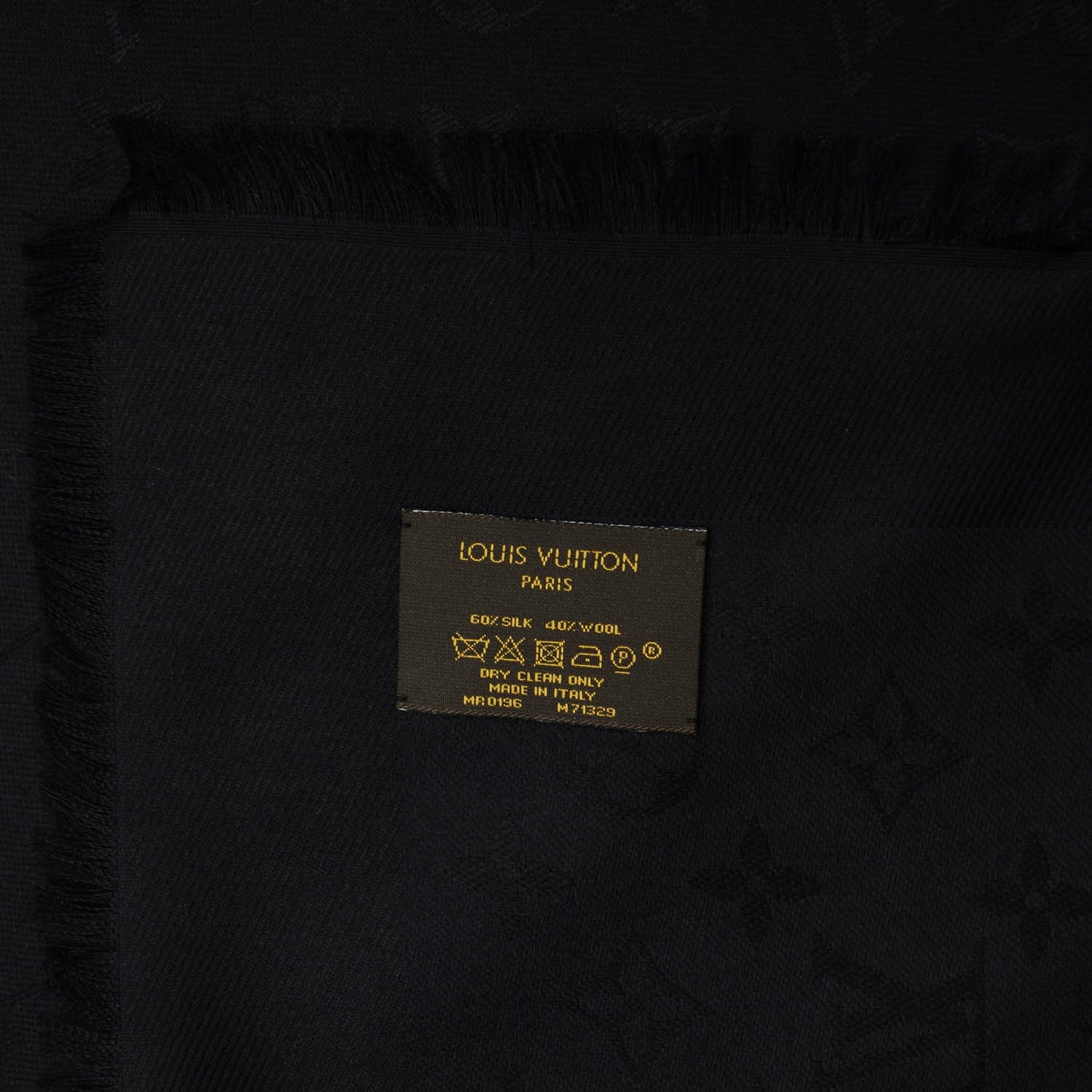 Silk Wool Monogram Shawl Black