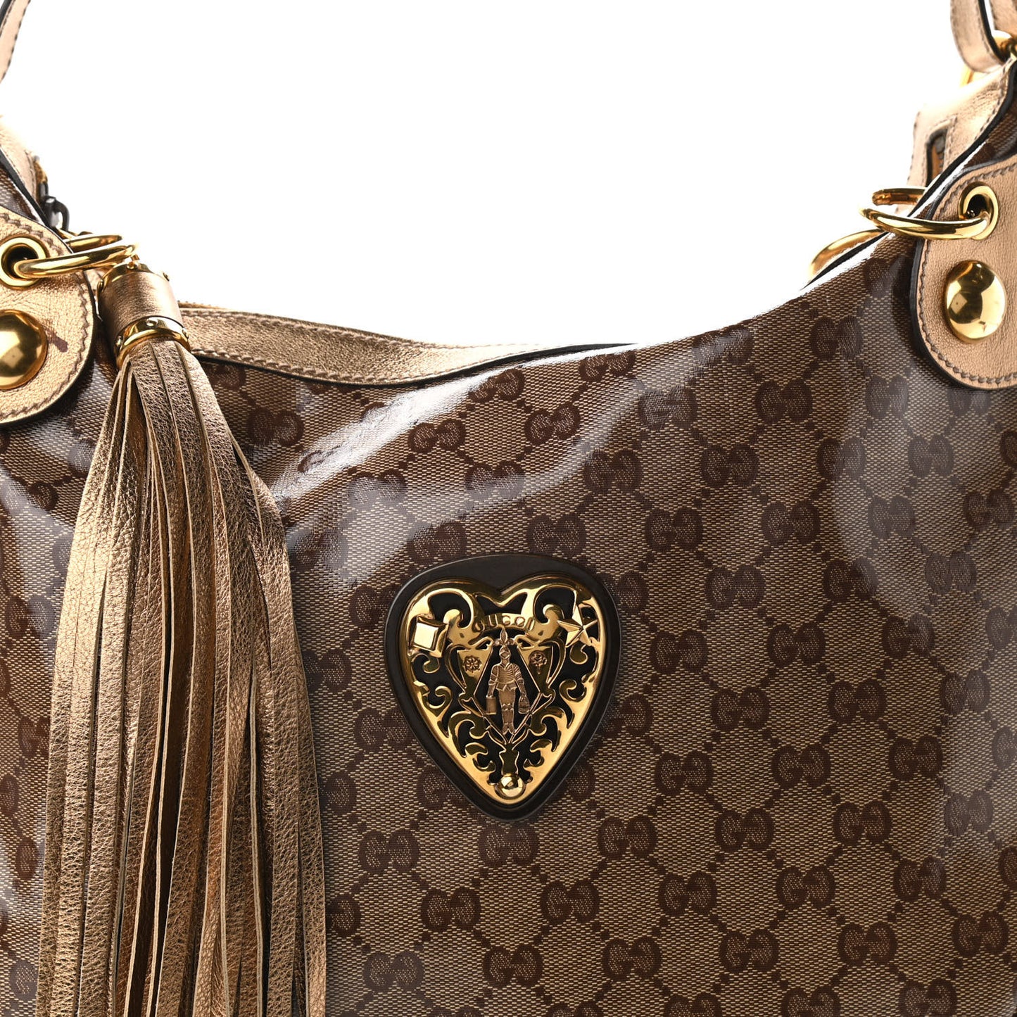 Crystal Monogram Babouska Hobo Gold