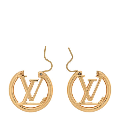 Louis Vuitton Metal Small Louise Hoop Earrings Gold 3 of 5