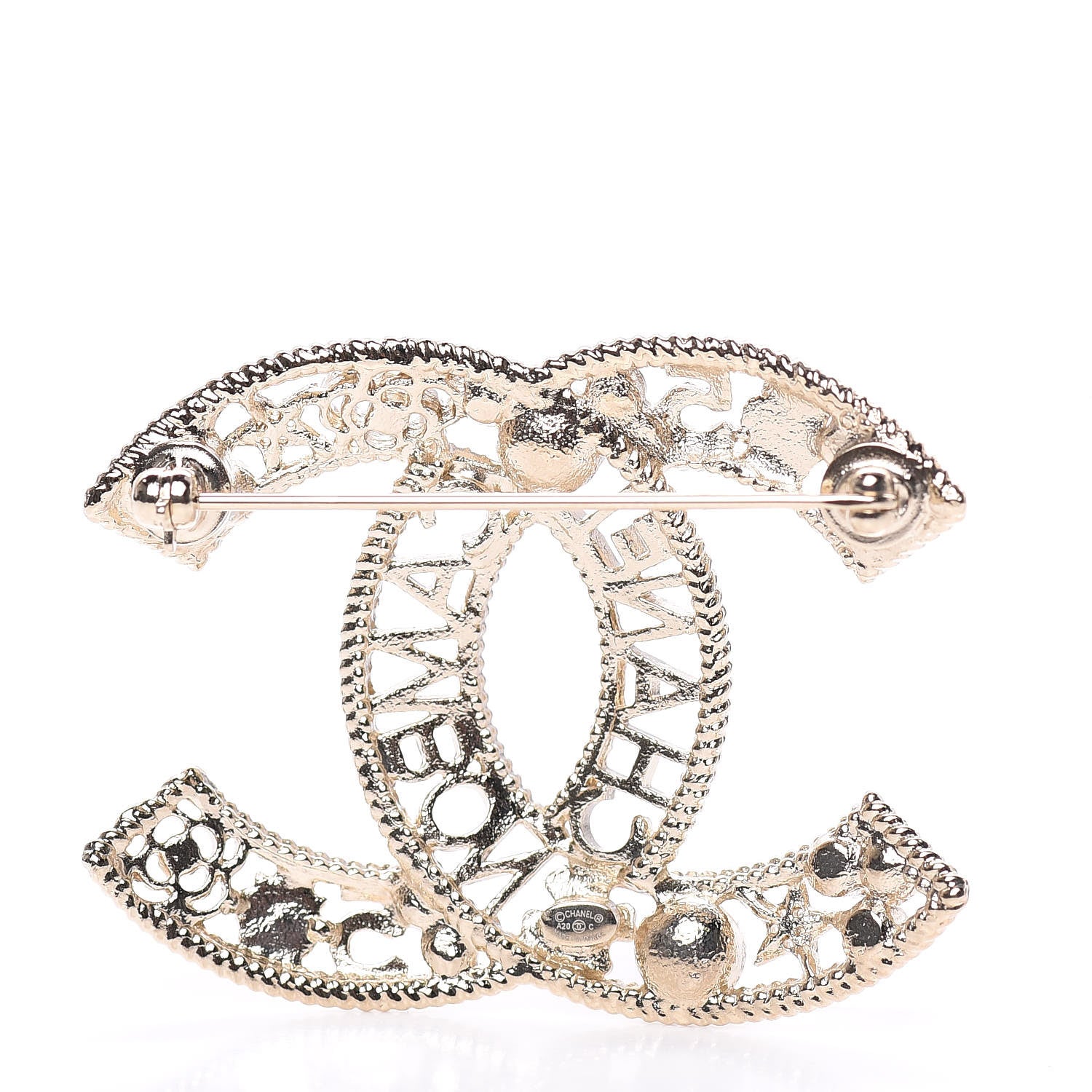 Chanel Crystal Pearl CC Charms Brooch Gold 3 of 5