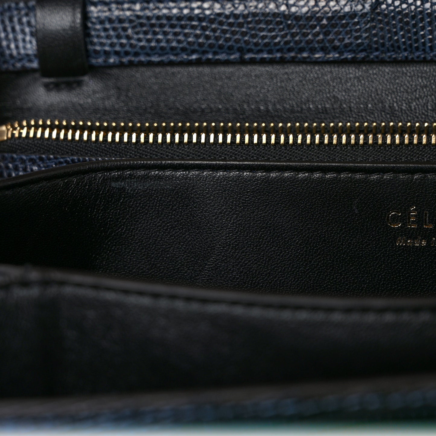 Lizard Medium Classic Box Flap Bag Navy
