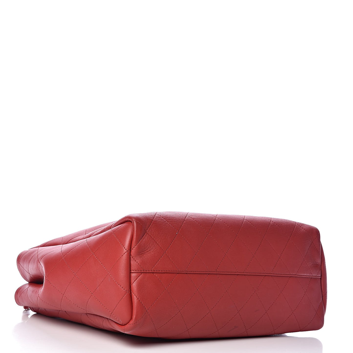 Lambskin Stitched Large Shopping Tote Red