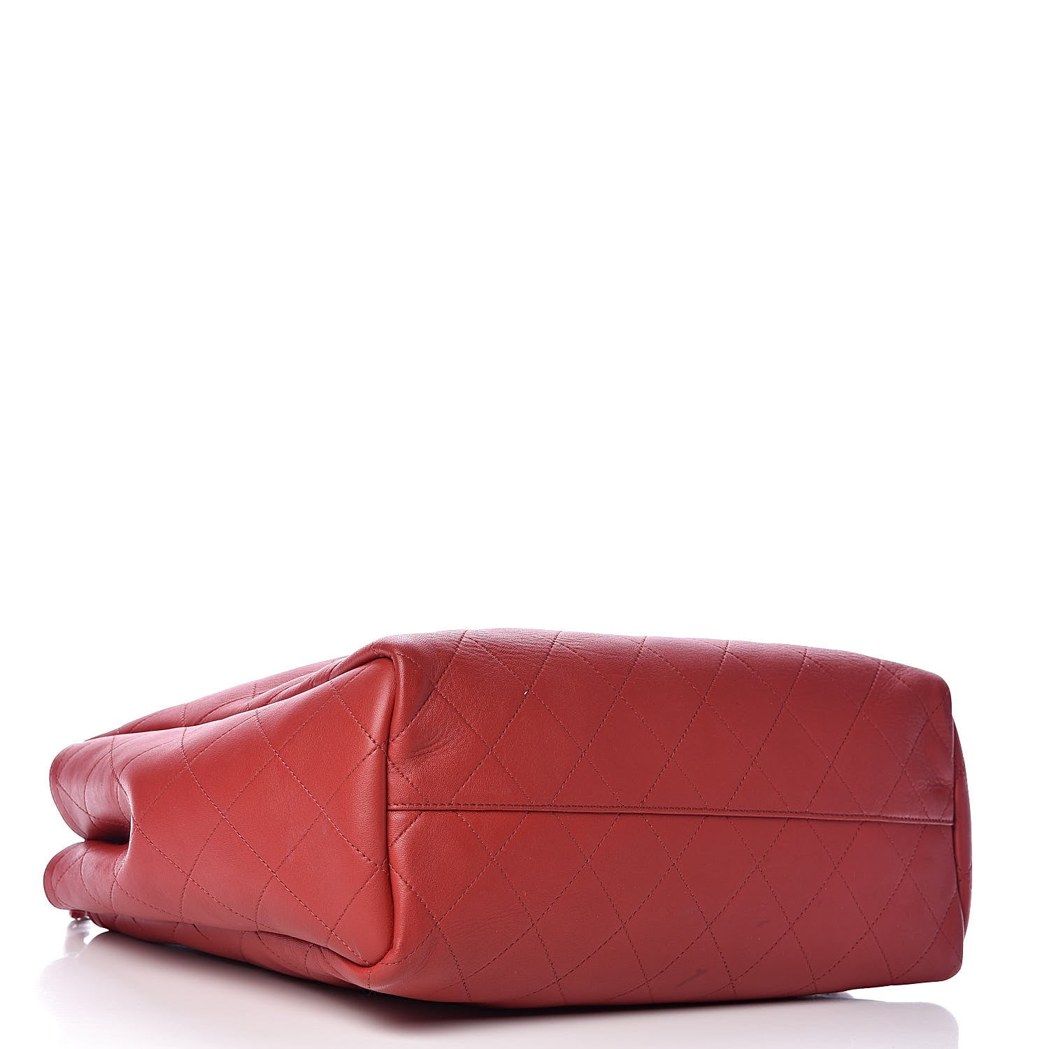 Chanel Lambskin Stitched Large Shopping Tote Red 4 of 19