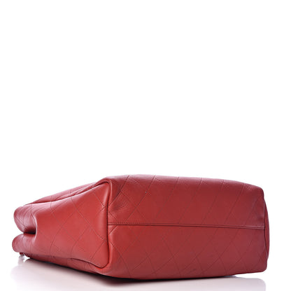 Chanel Lambskin Stitched Large Shopping Tote Red 4 of 19