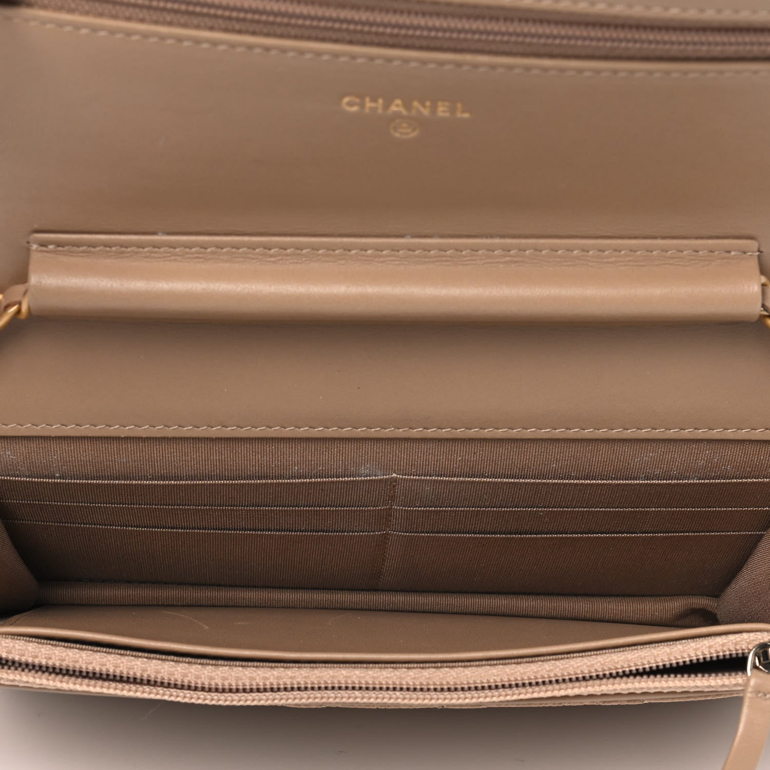 Chanel Caviar Quilted CC Filigree Wallet On Chain WOC Beige 4 of 5