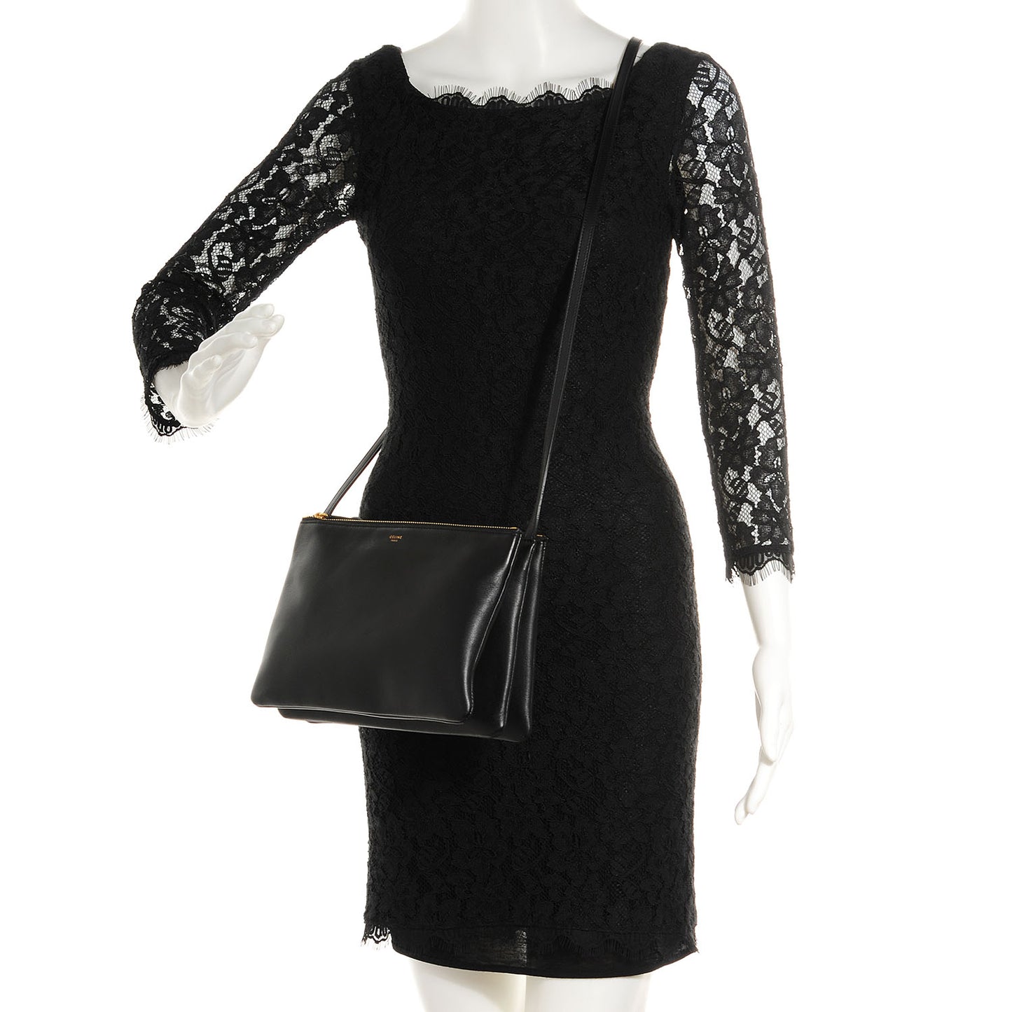 Lambskin Large Trio Crossbody Bag Black