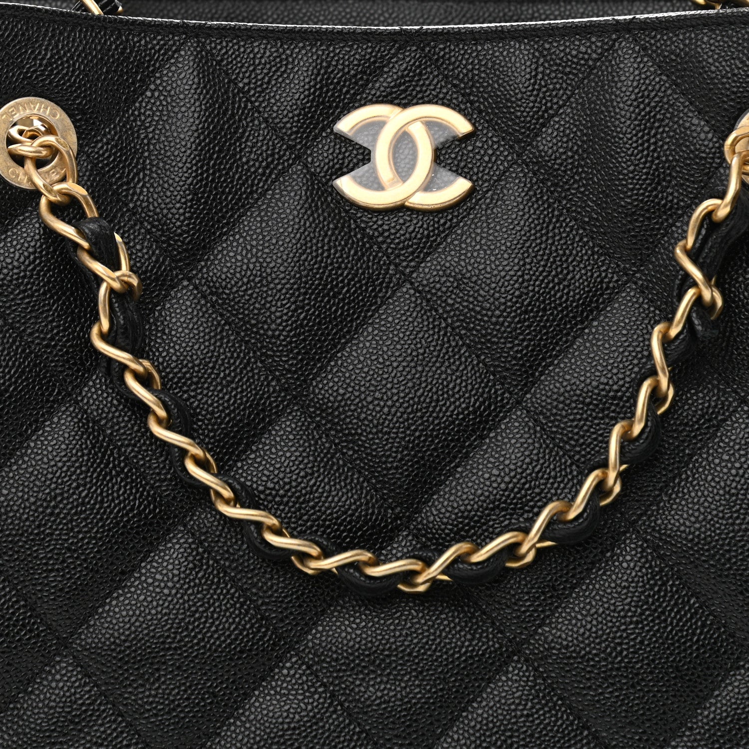 Chanel Caviar Quilted Small Shopping Tote Black 7 of 9