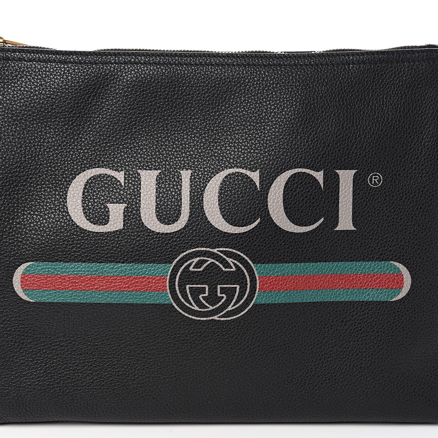 Pebbled Calfskin Medium Logo Portfolio Clutch Black