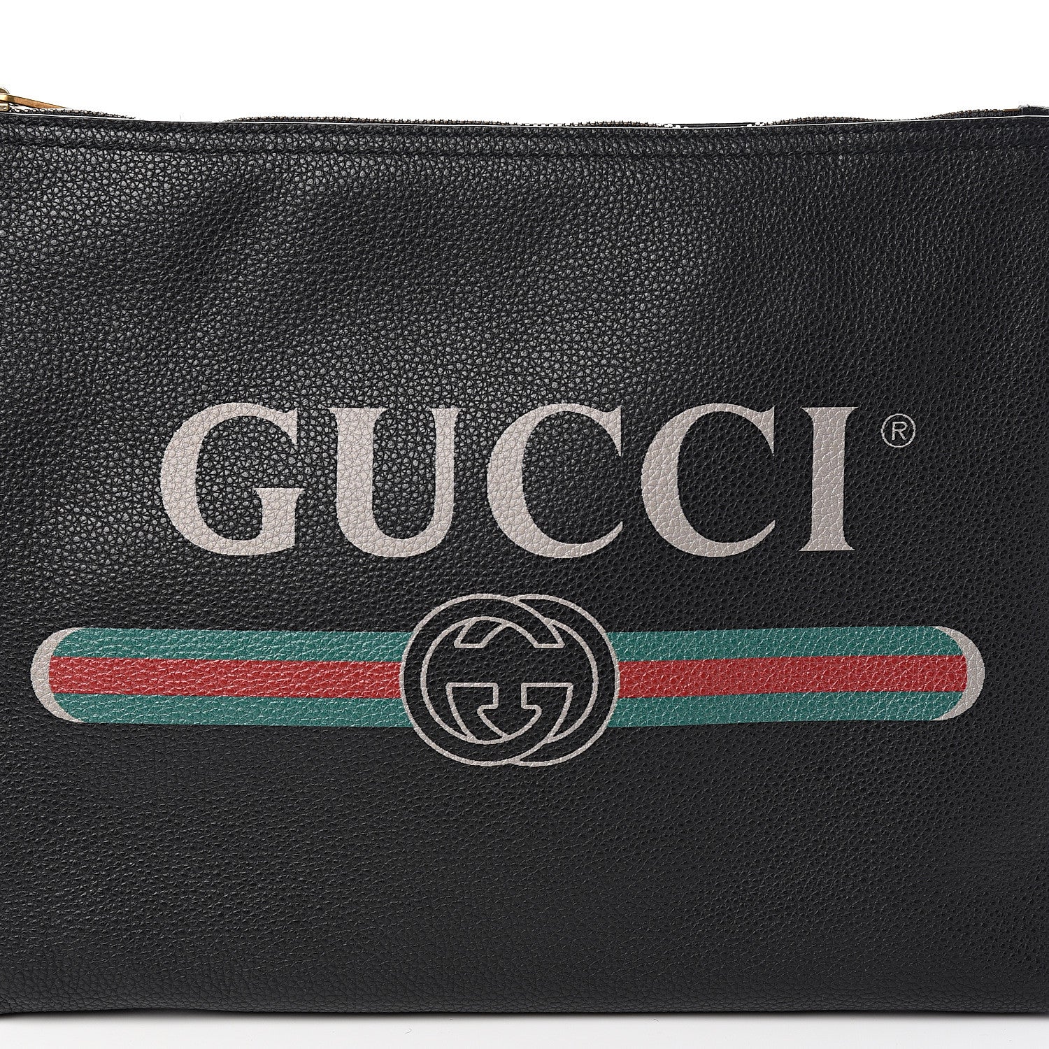 Gucci Pebbled Calfskin Medium Logo Portfolio Clutch Black 7 of 7