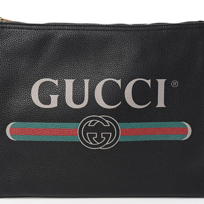 Gucci Pebbled Calfskin Medium Logo Portfolio Clutch Black 7 of 7