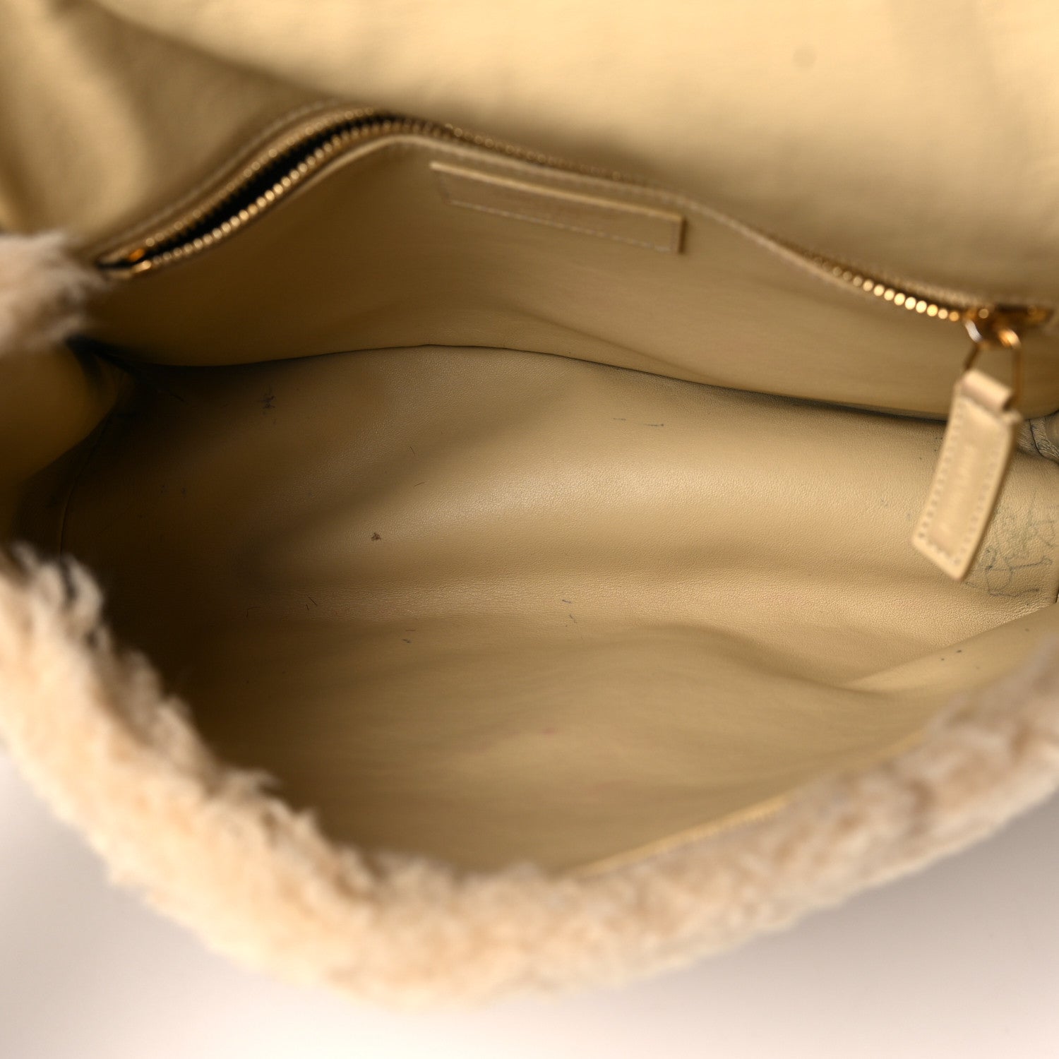 Saint Laurent Calfskin Shearling Monogram Medium Niki Chain Satchel Natural Beige 5 of 9