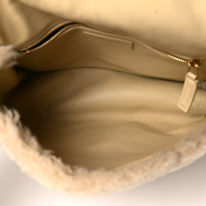 Saint Laurent Calfskin Shearling Monogram Medium Niki Chain Satchel Natural Beige 5 of 9
