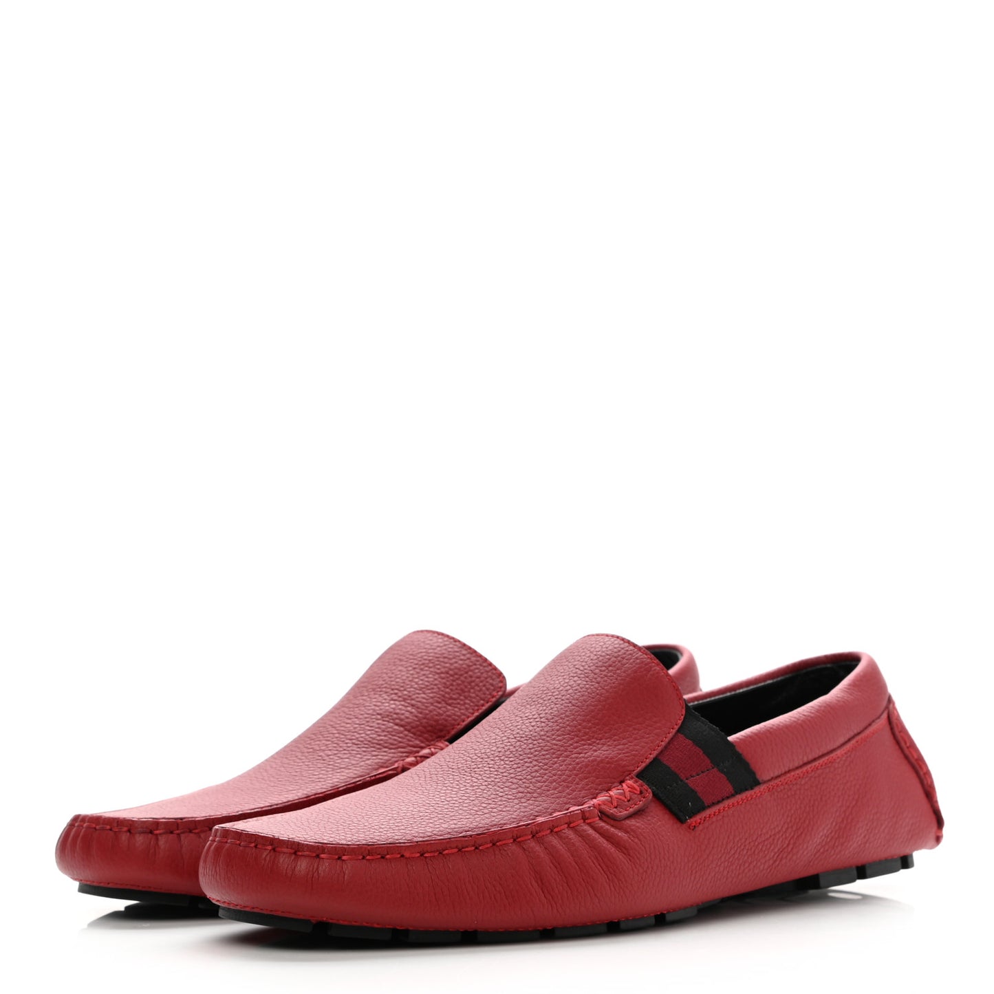 Calfskin Web Mens Driver Loafers 8 Red
