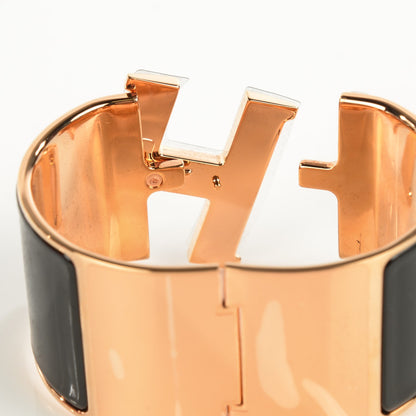 Hermes Enamel Extra Wide Clic Clac H Bracelet PM Black 5 of 6