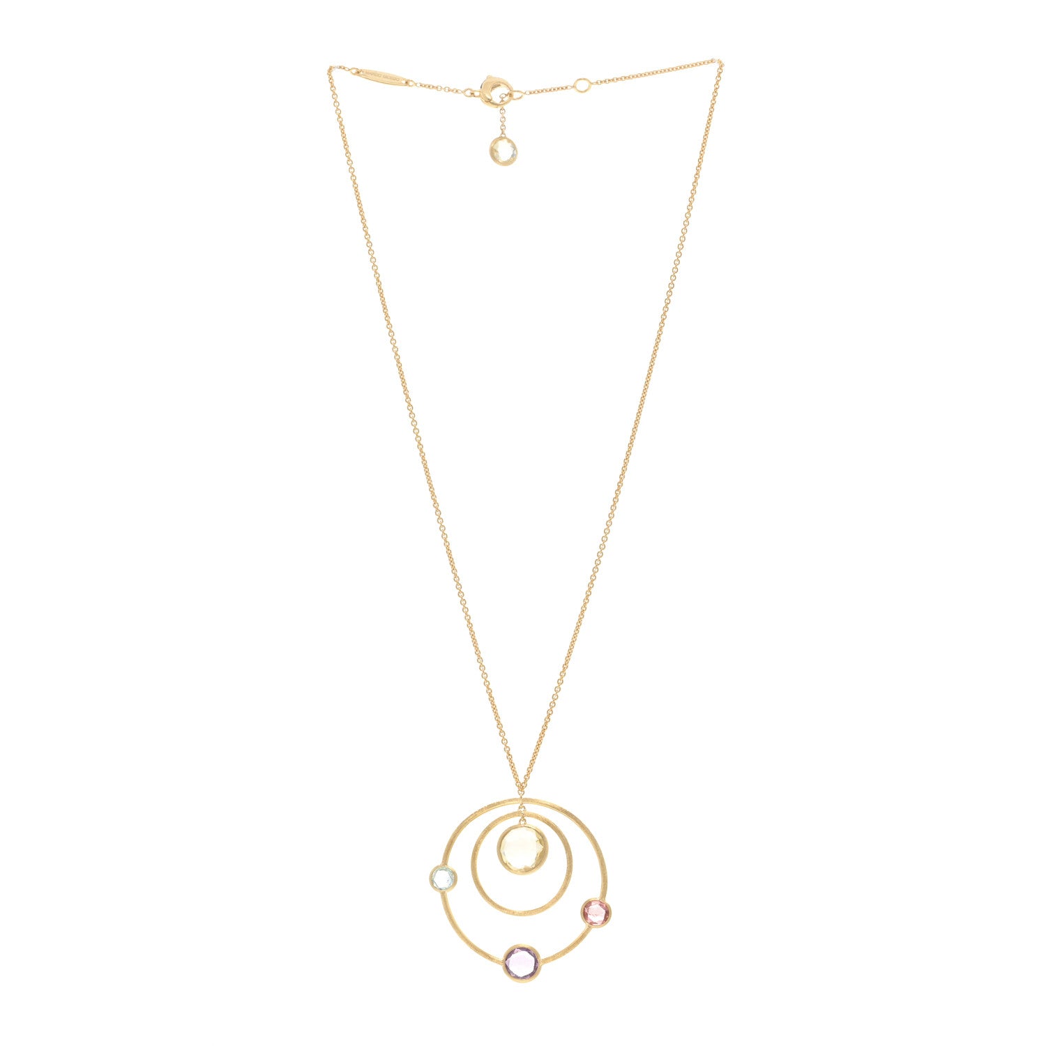 Marco Bicego 18K Yellow Gold Amethyst Citrine Rubellite Blue Topaz Jaipur Circle Pendant Necklace 3 of 4