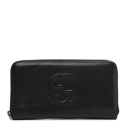 Gucci Pebbled Calfskin Soho Zip Around Wallet Black 1 of 9
