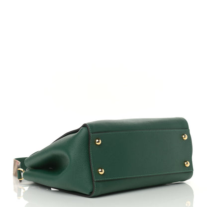 Burberry Soft Grain Calfskin Medium Buckle Tote Dark Green 4 of 14