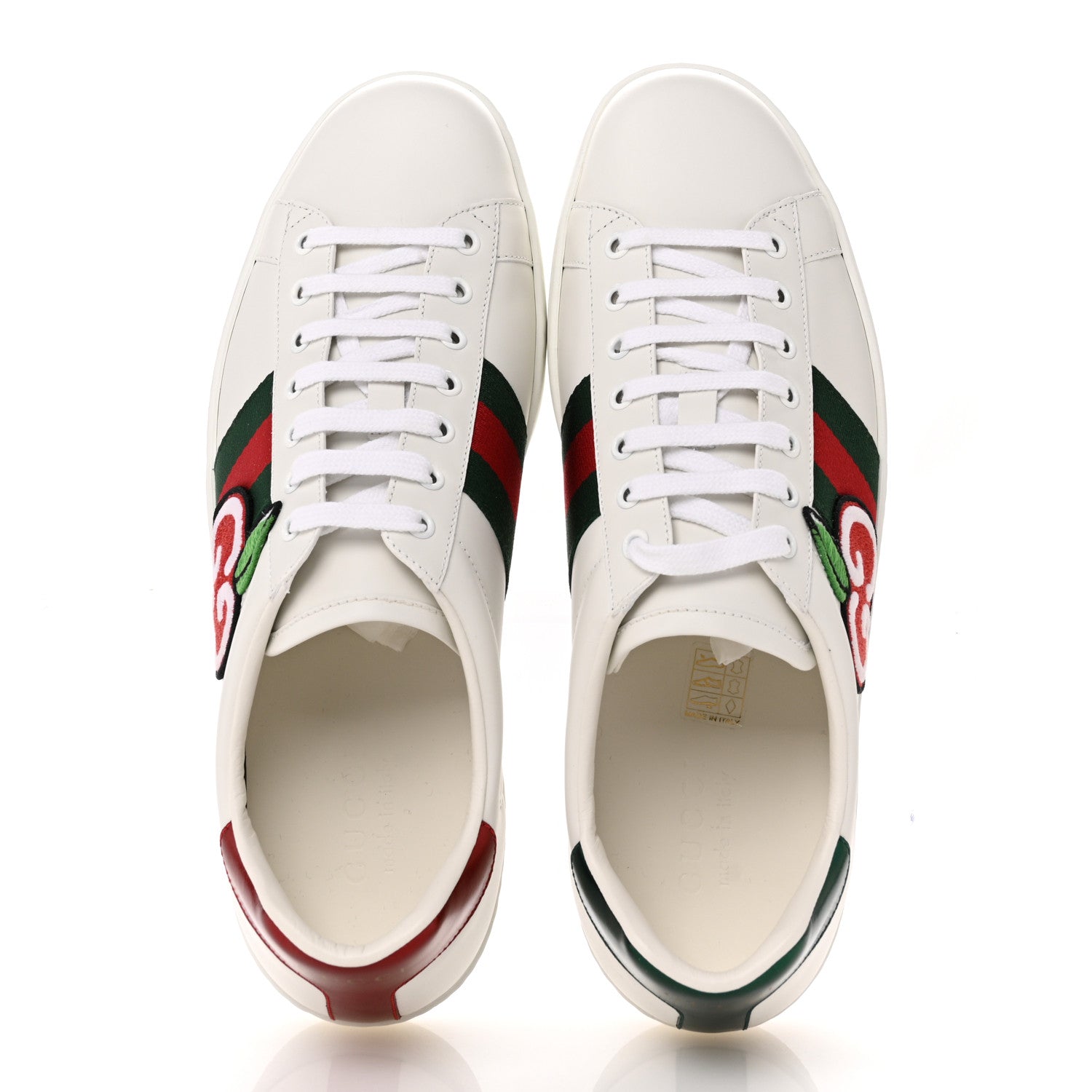 Gucci Calfskin Web Cherry Embroidered Mens Ace Sneakers 10 White 2 of 10