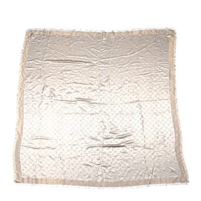 Louis Vuitton Silk Lurex Wool Monogram Shine Shawl Greige 1 of 3