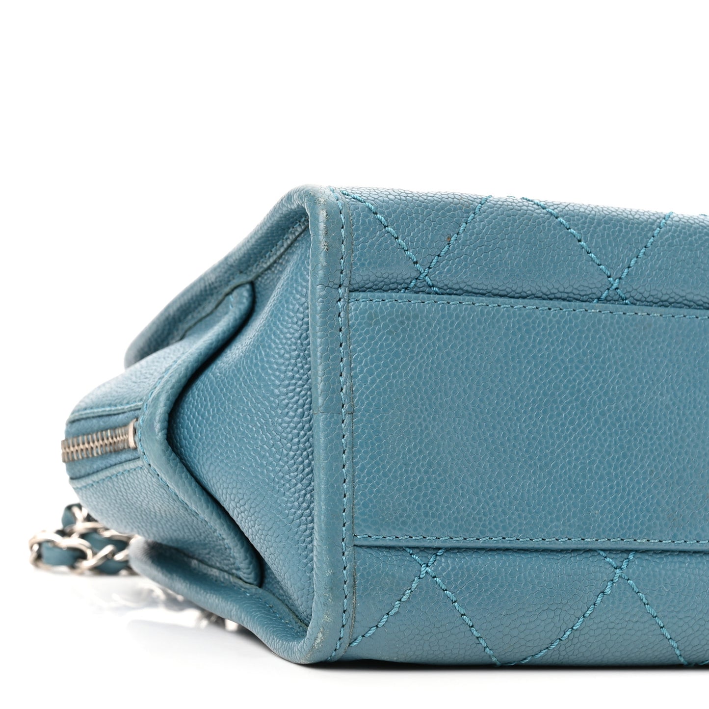 Caviar Quilted Small Deauville Bowling Bag Blue