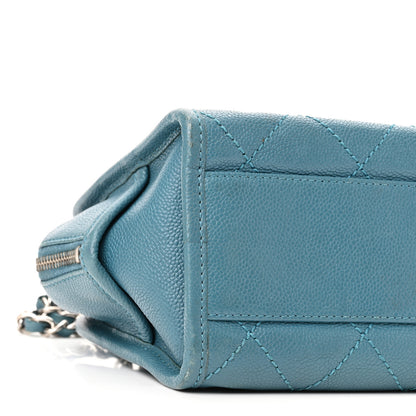 Chanel Caviar Quilted Small Deauville Bowling Bag Blue 9 of 10