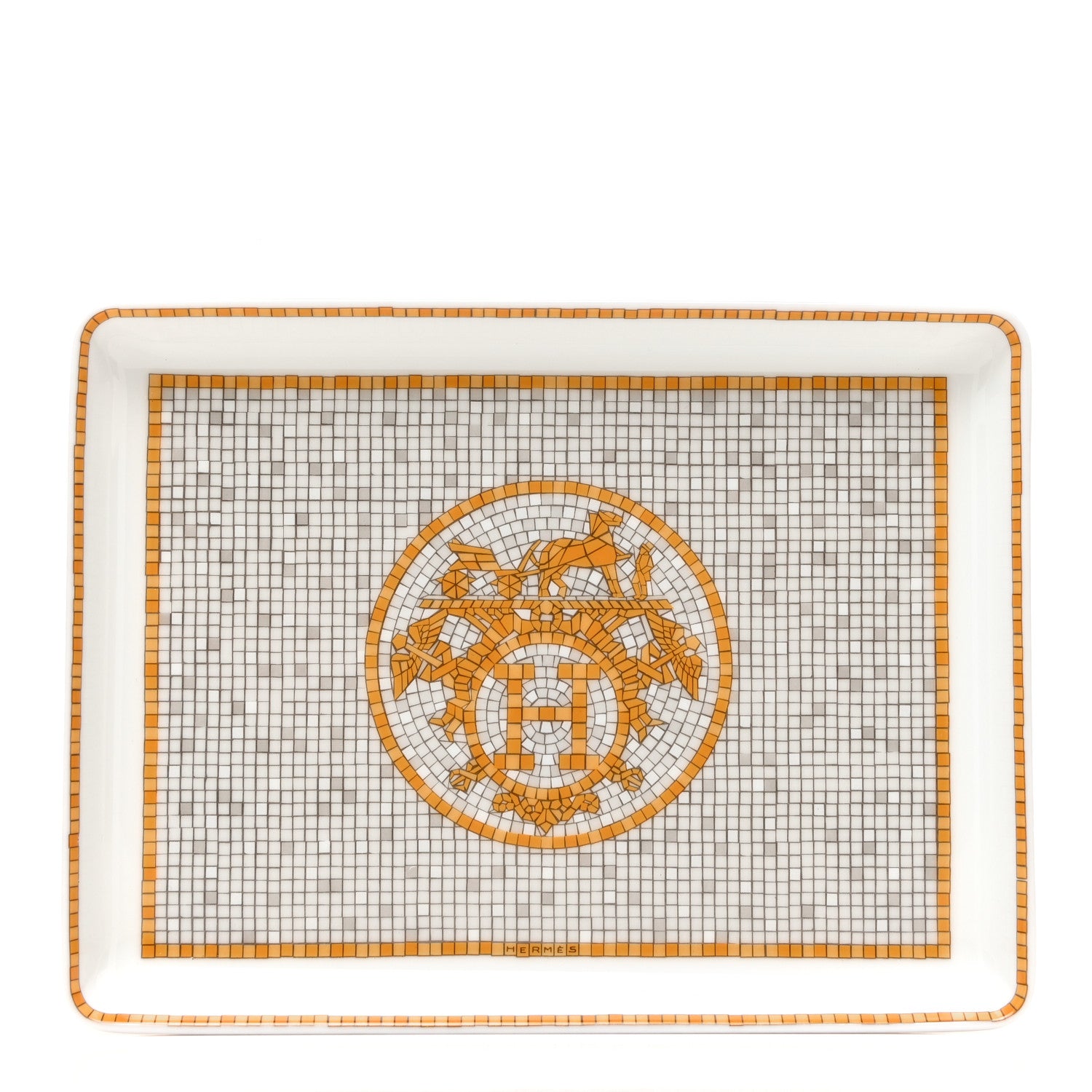 Hermes Porcelain Mosaique au 24 Gold Sushi Plate 1 of 4