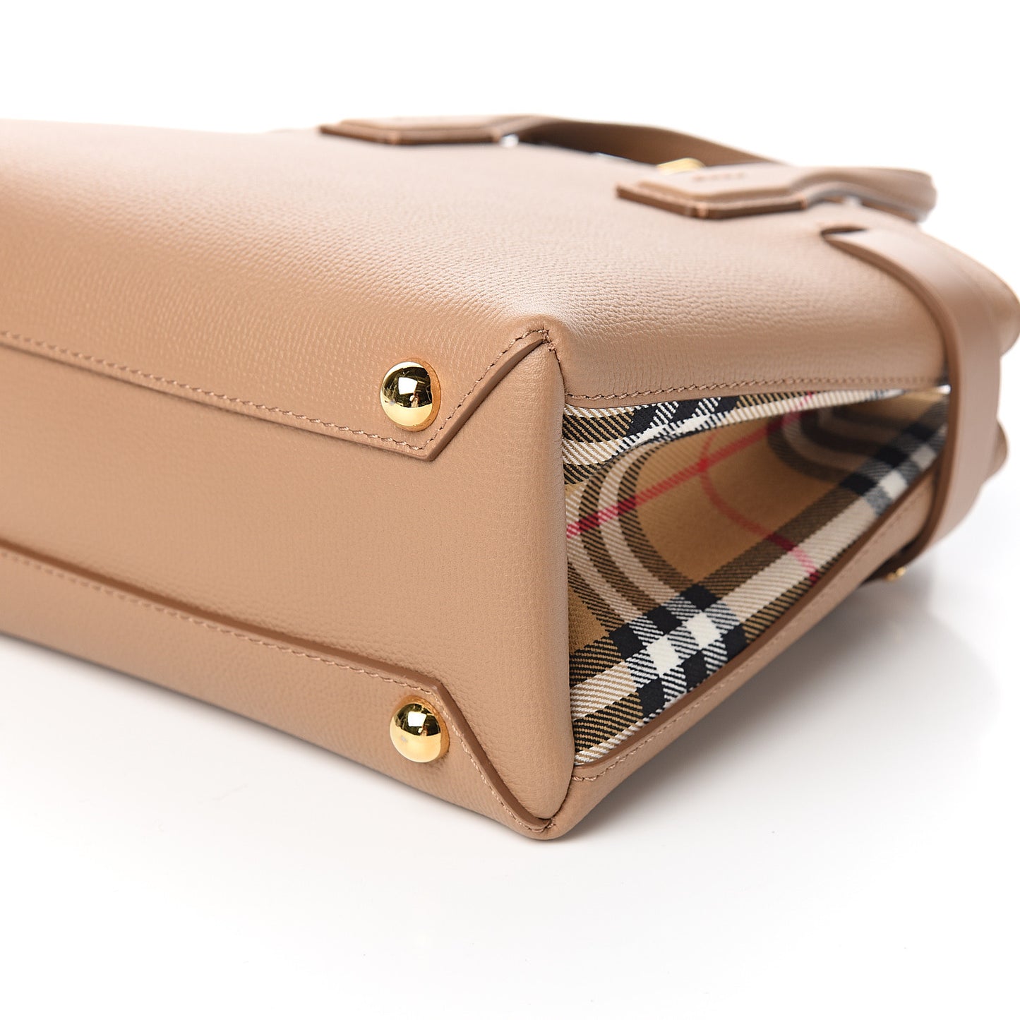 Grainy Calfskin House Check Small Banner Tote Tan