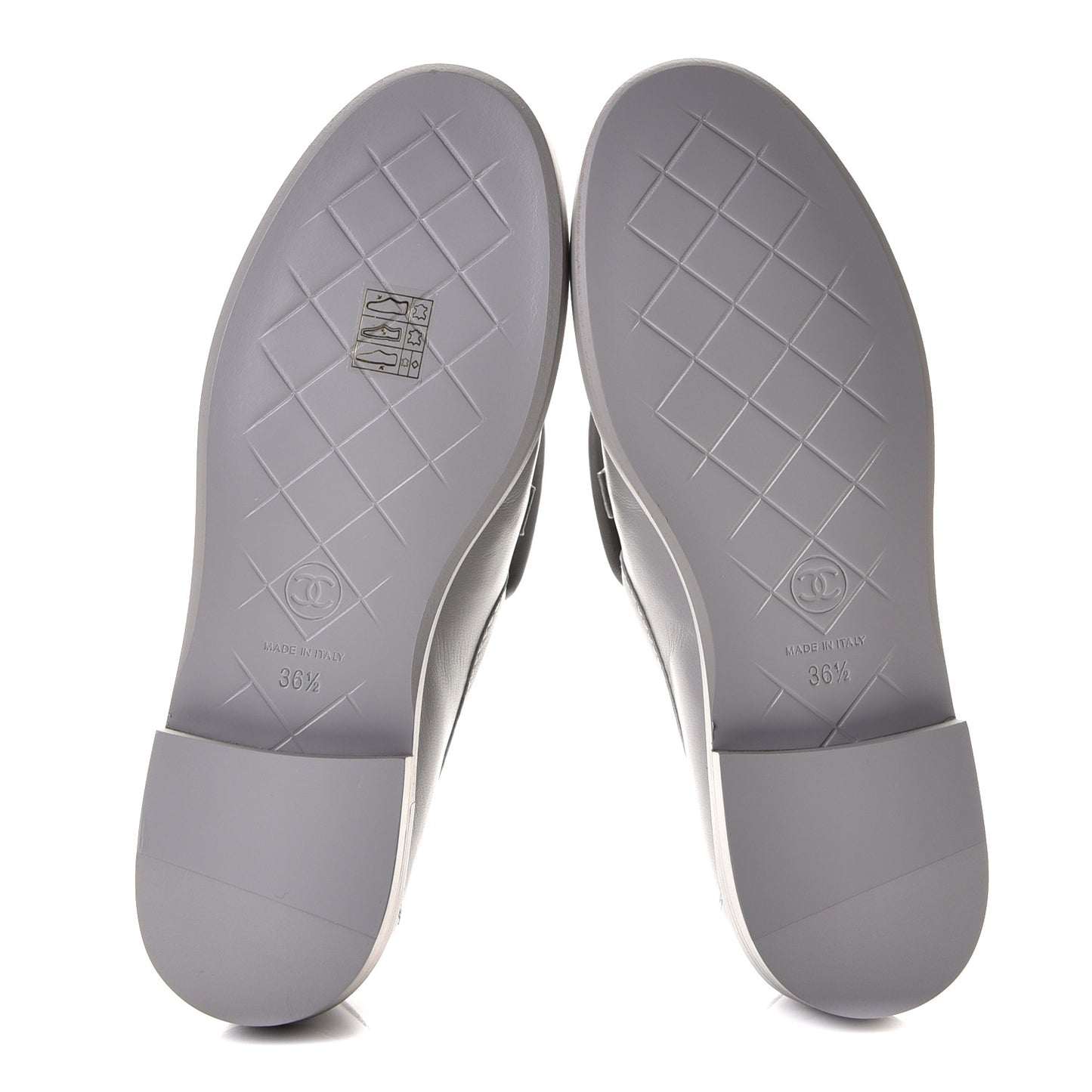 Lambskin Quilted CC Turnlock Loafers 36.5 Grey