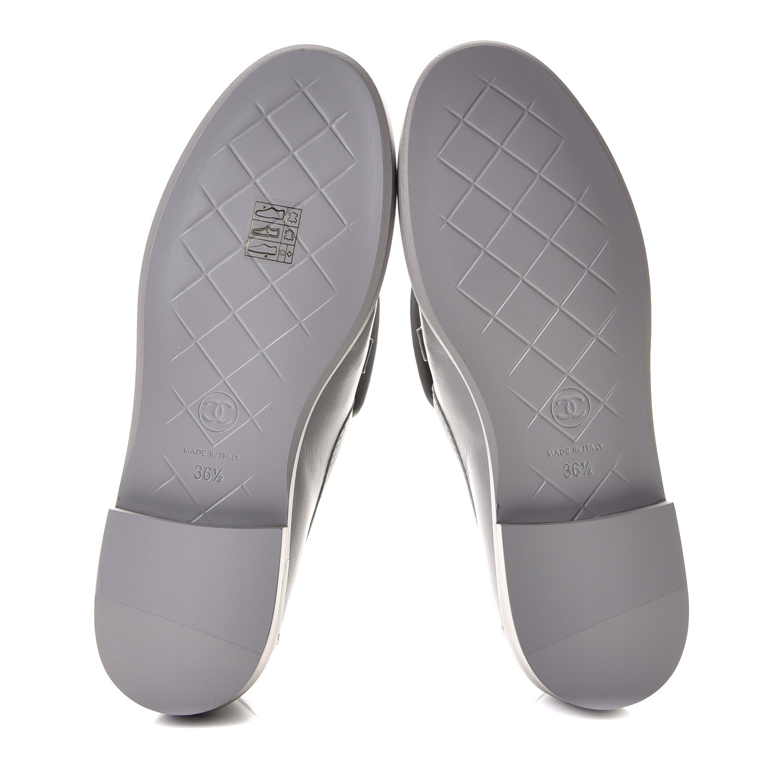 Chanel Lambskin Quilted CC Turnlock Loafers 36.5 Grey 18 of 20