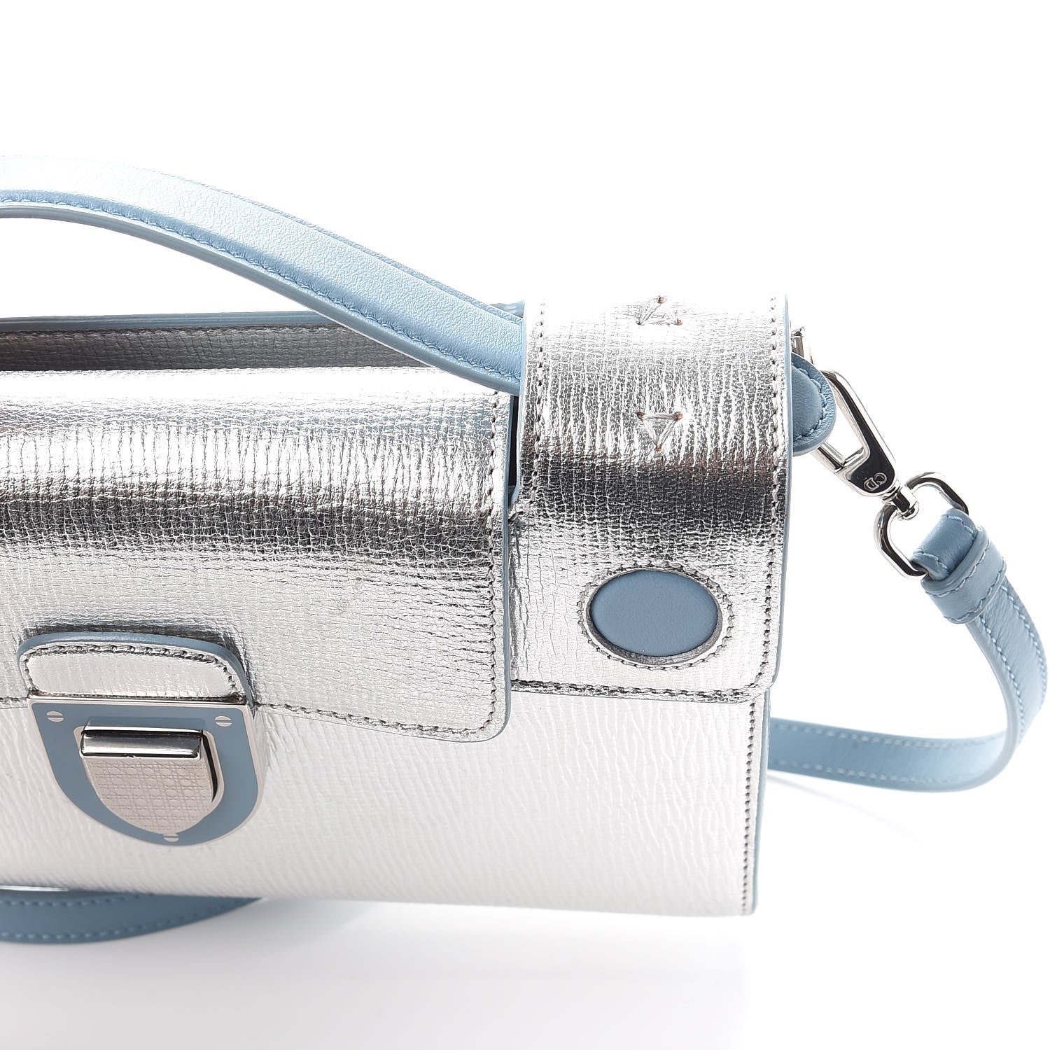 Christian Dior Metallic Grained Calfskin Diorever Clutch Silver 13 of 16