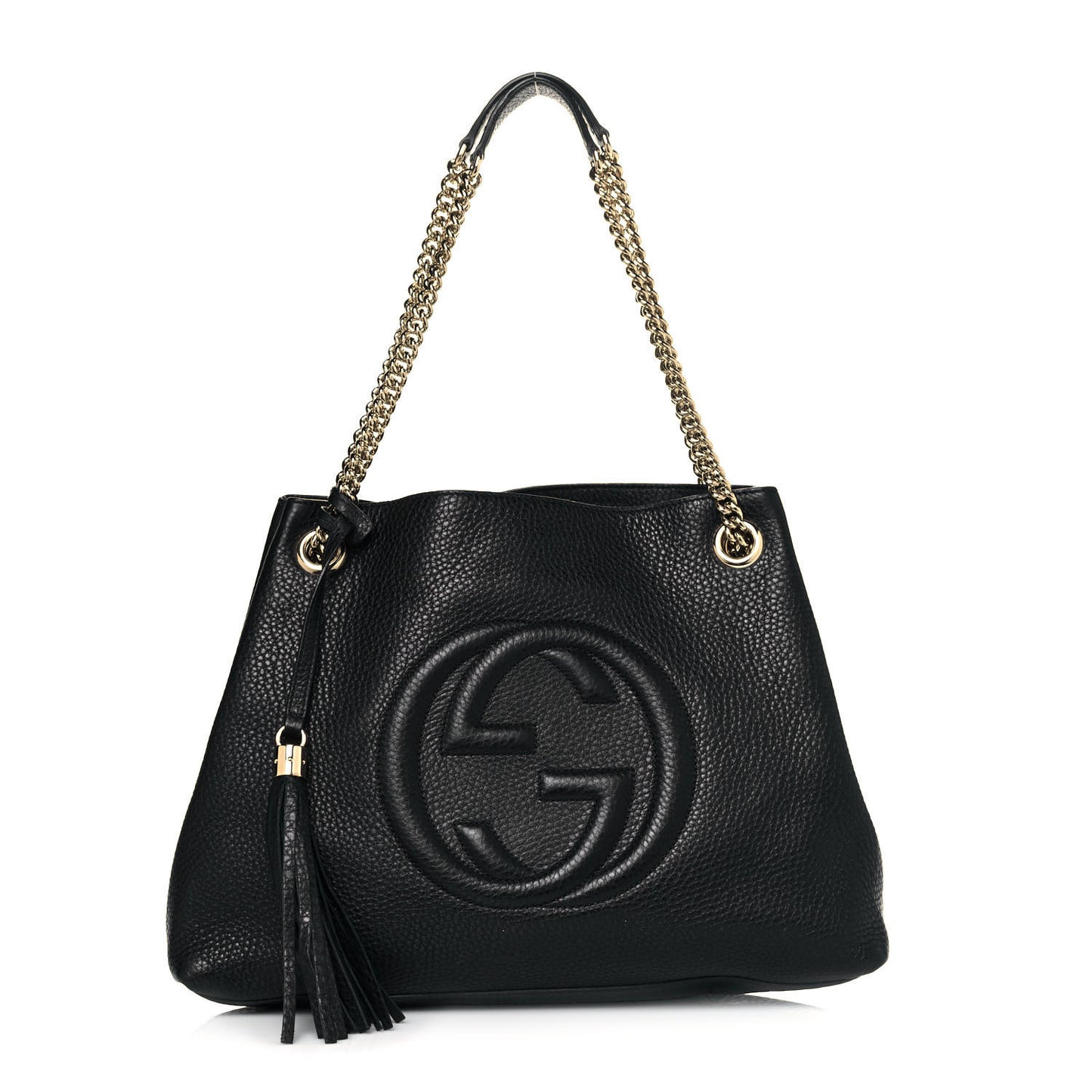 Pebbled Calfskin Medium Soho Chain Shoulder Bag Black