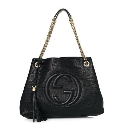 Gucci Pebbled Calfskin Medium Soho Chain Shoulder Bag Black 1 of 11
